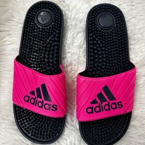 Adidas Black and Pink Slide Sandals